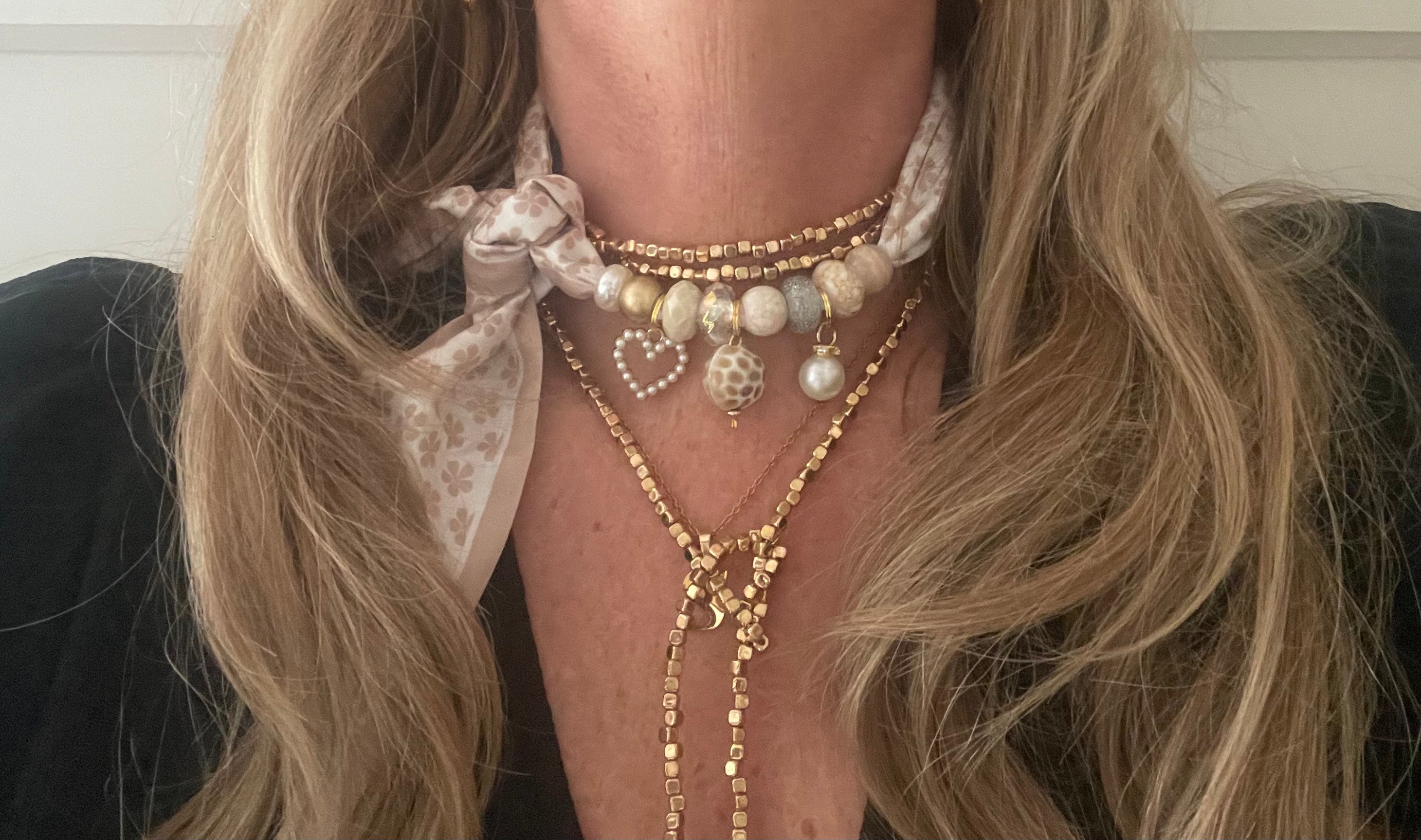 Sjaalenketting - Beige klaver