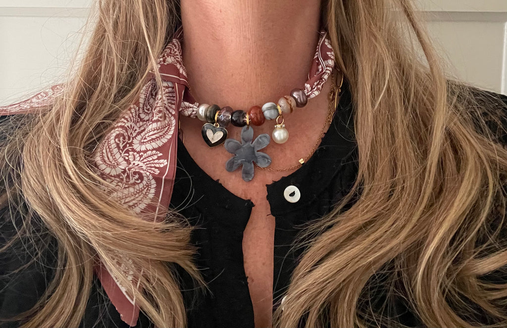 Sjaalenketting - Roodbruin steenkleur