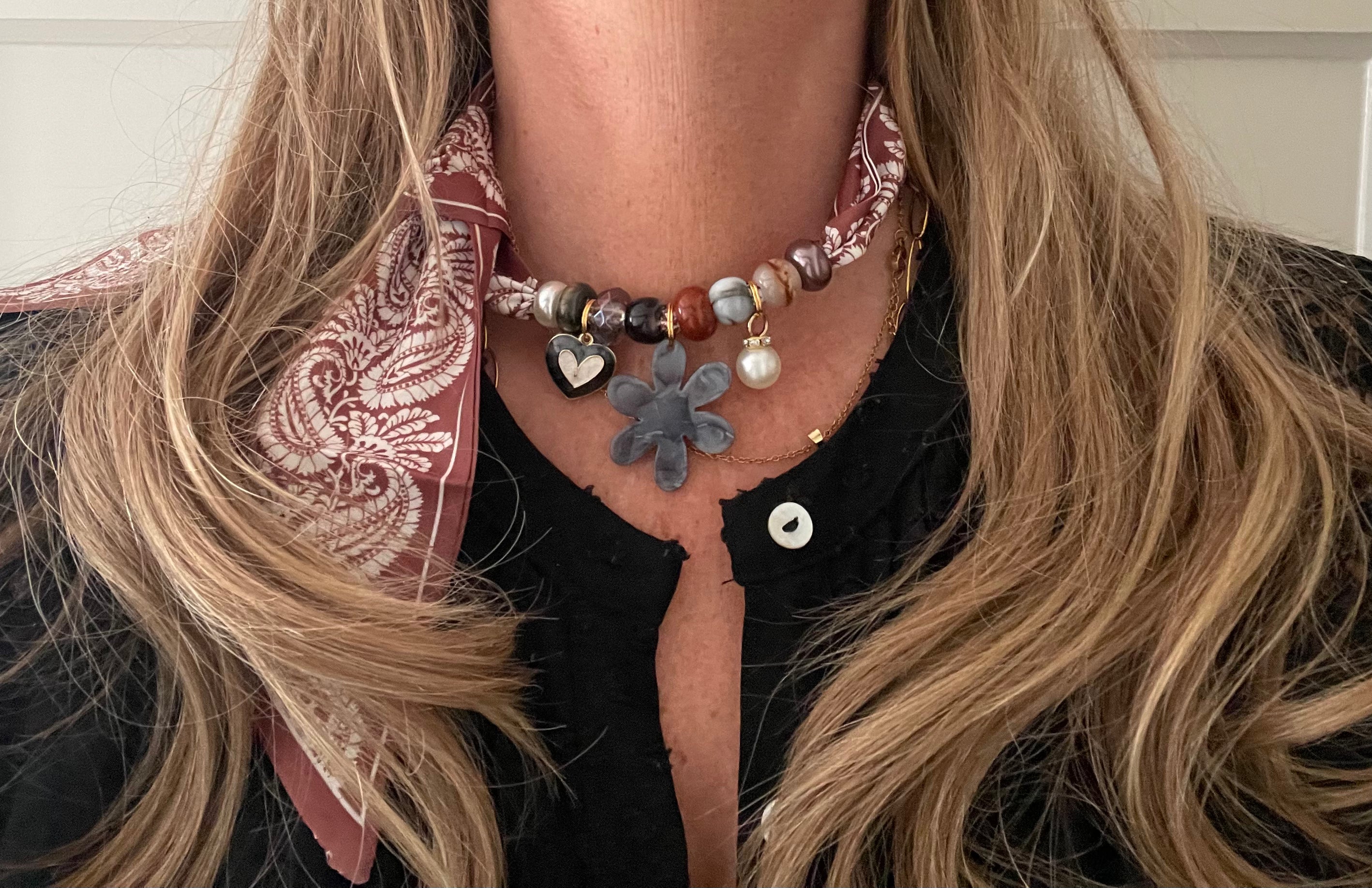 Sjaalenketting - Roodbruin steenkleur