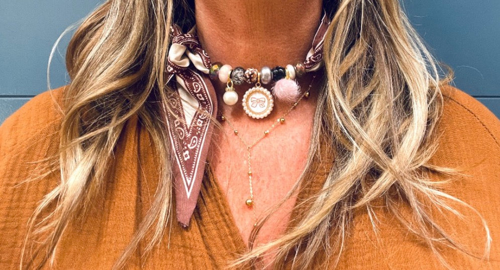 Sjaalketting-Bordeaux parel