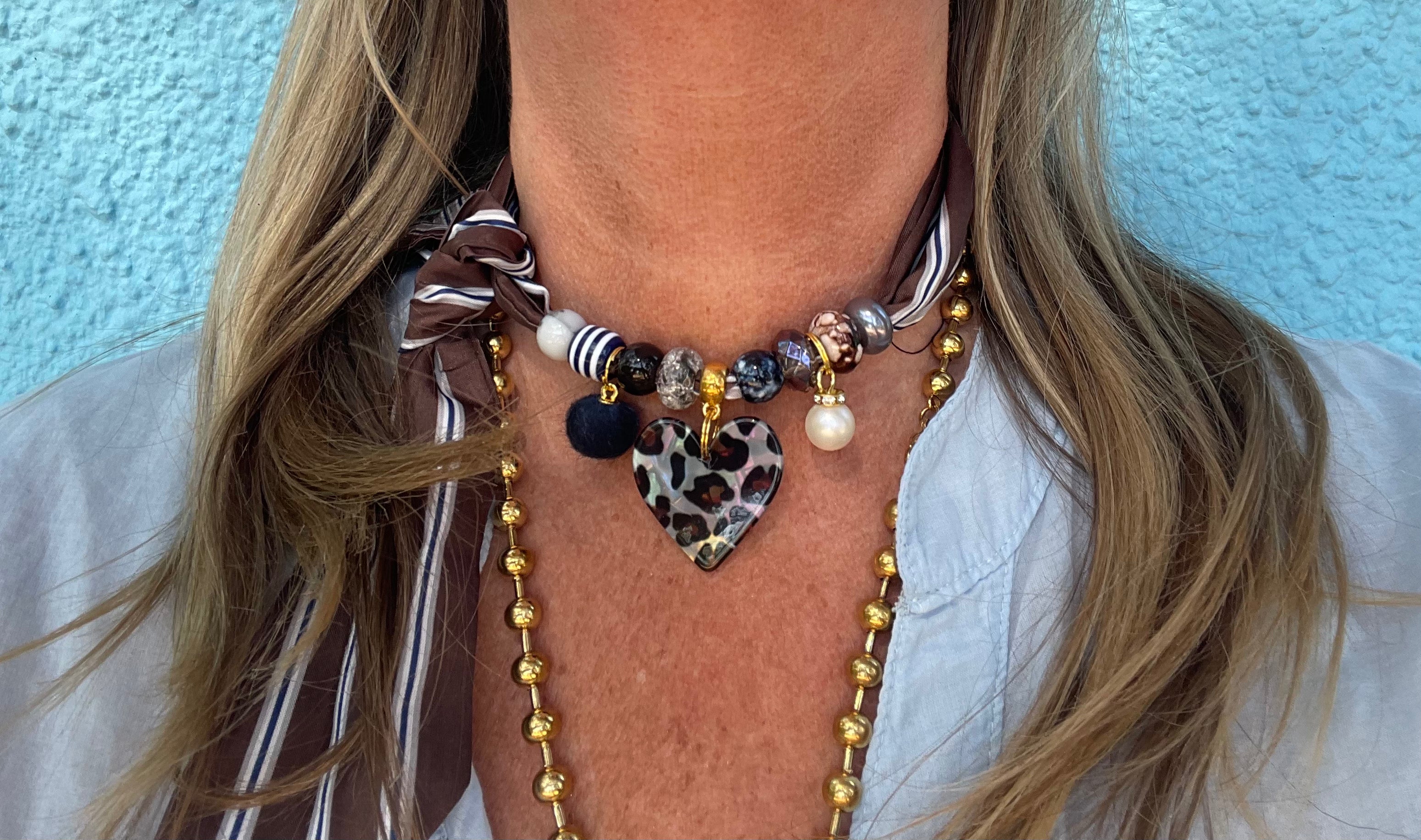 Sjaalketting - Bruin blauw