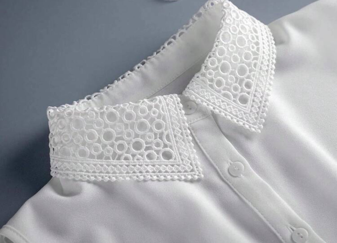 Kraagje - Kanten kraag recht wit