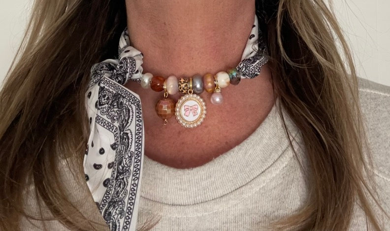 Sjaalketting - nude parel