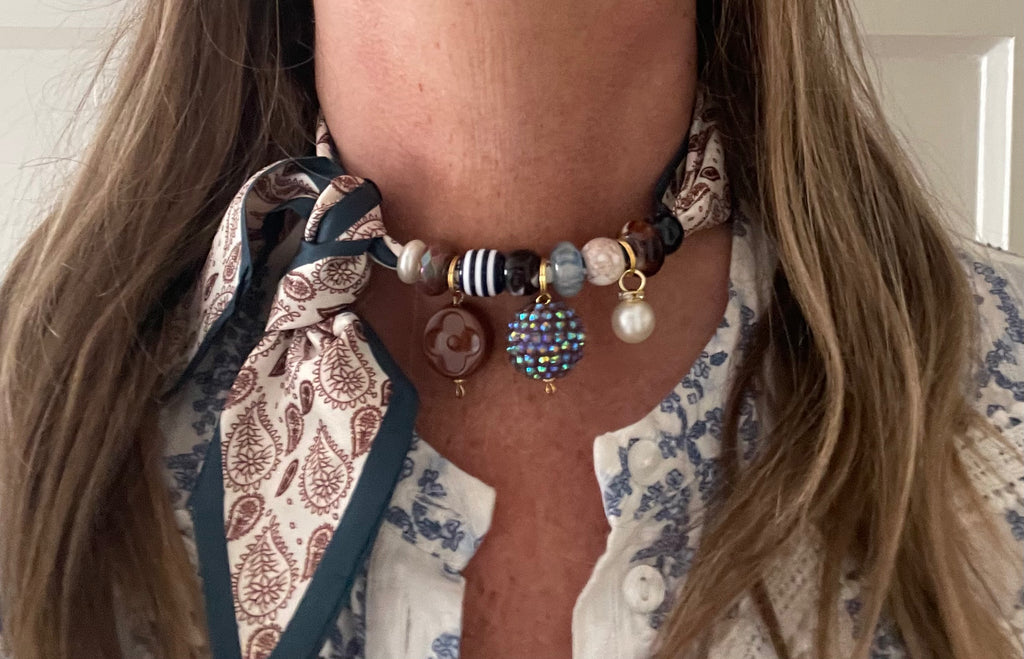 Sjaalketting - Blauw bruin bol