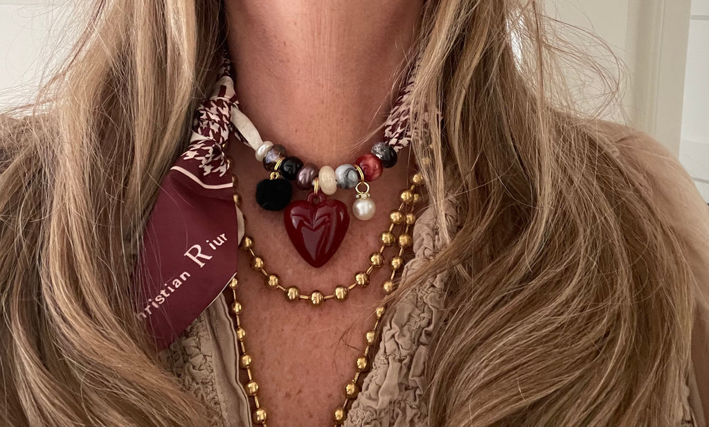 Sjaalenketting - Bordeaux ruit