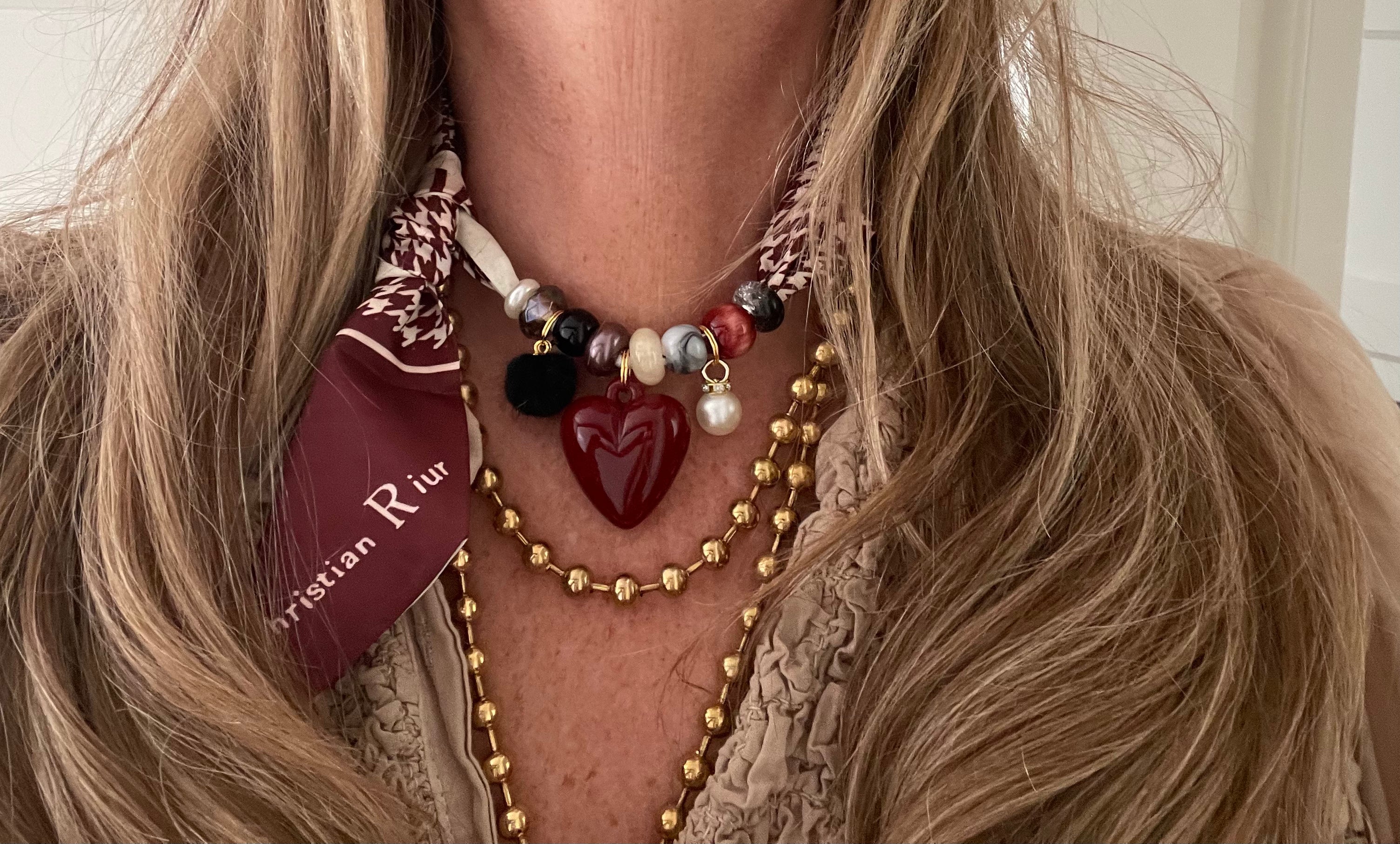 Sjaalenketting - Bordeaux ruit