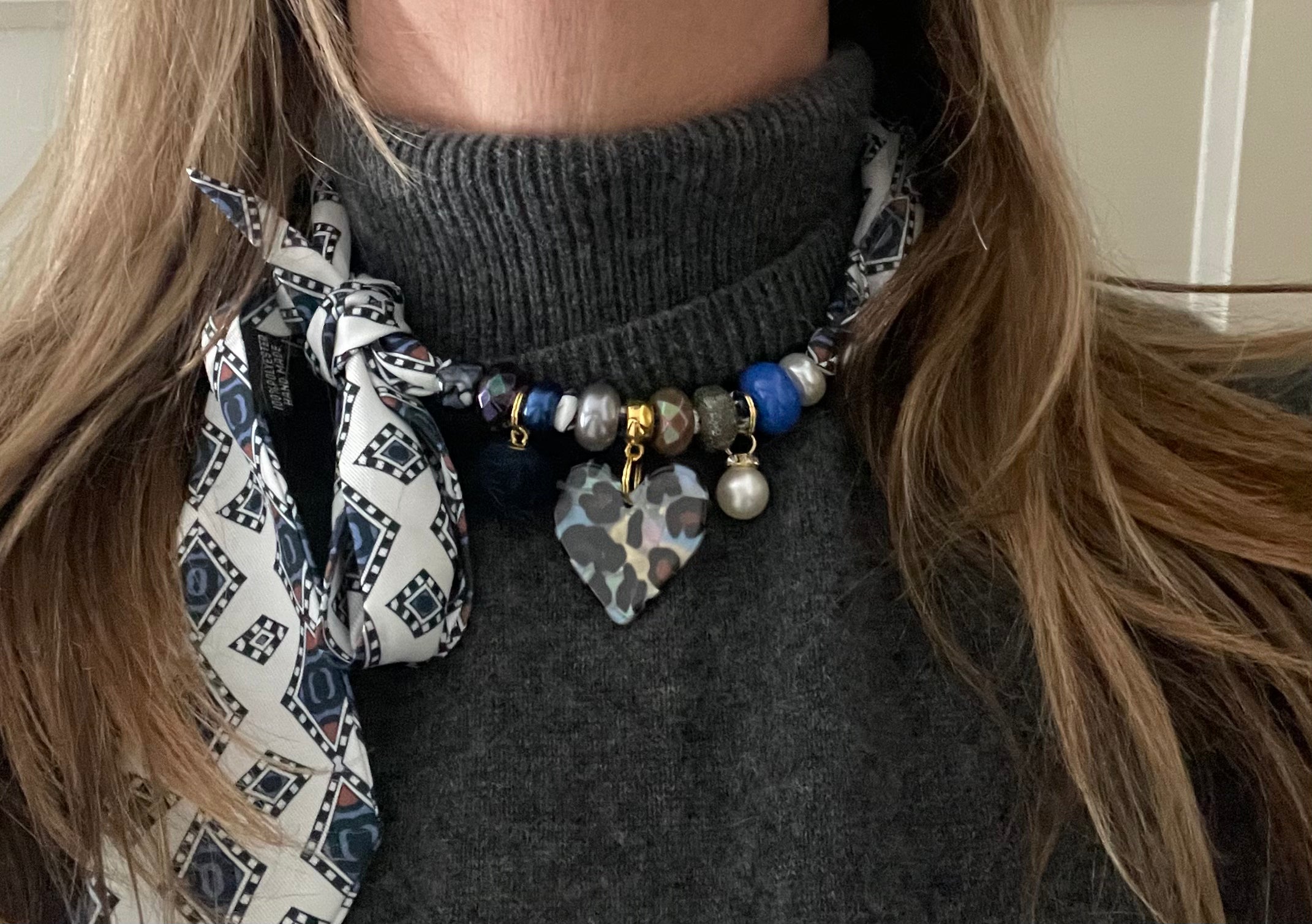 Sjaalketting® - Blauw tijger hart