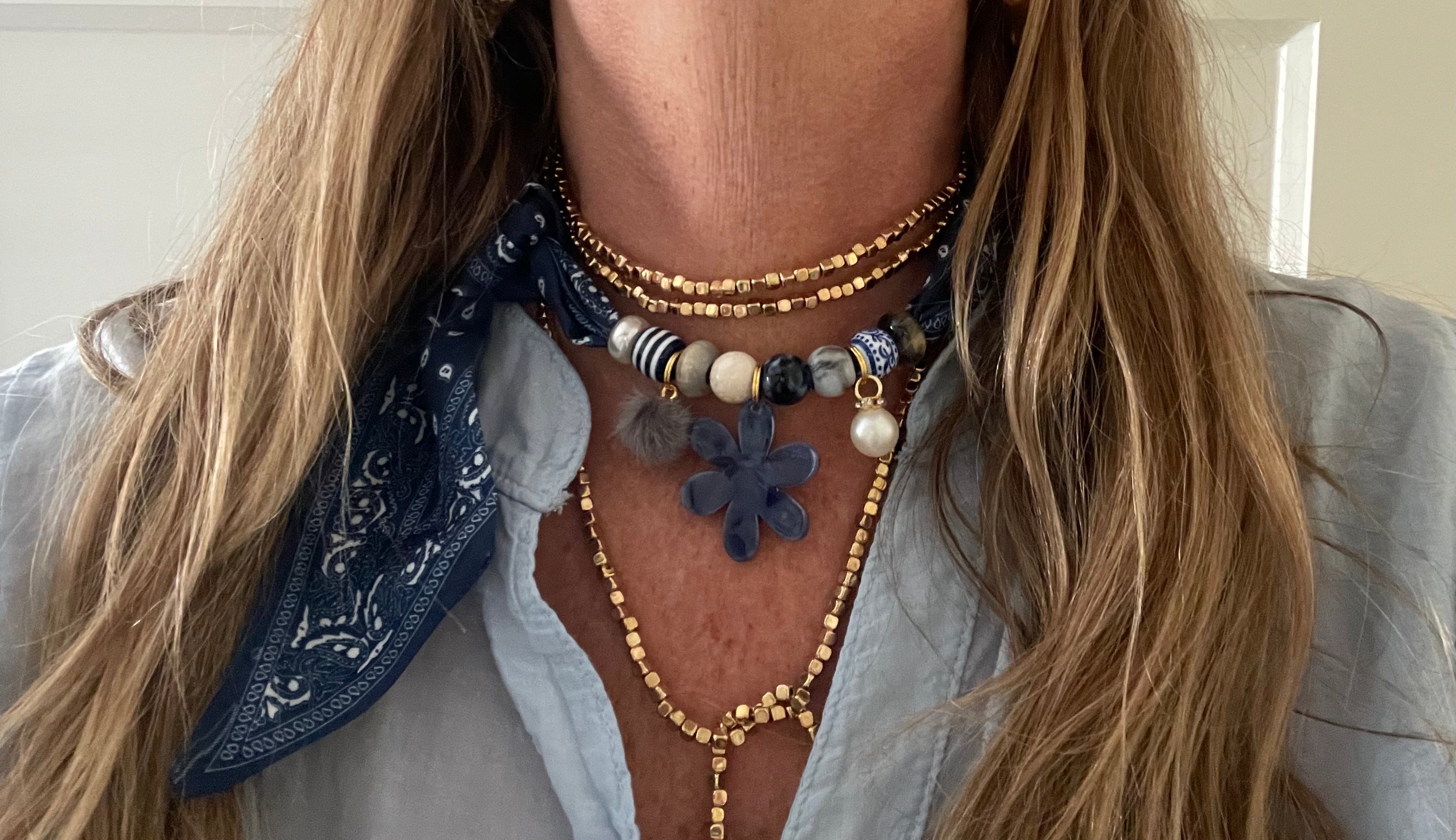 Sjaalenketting - Donkerblauw bloem