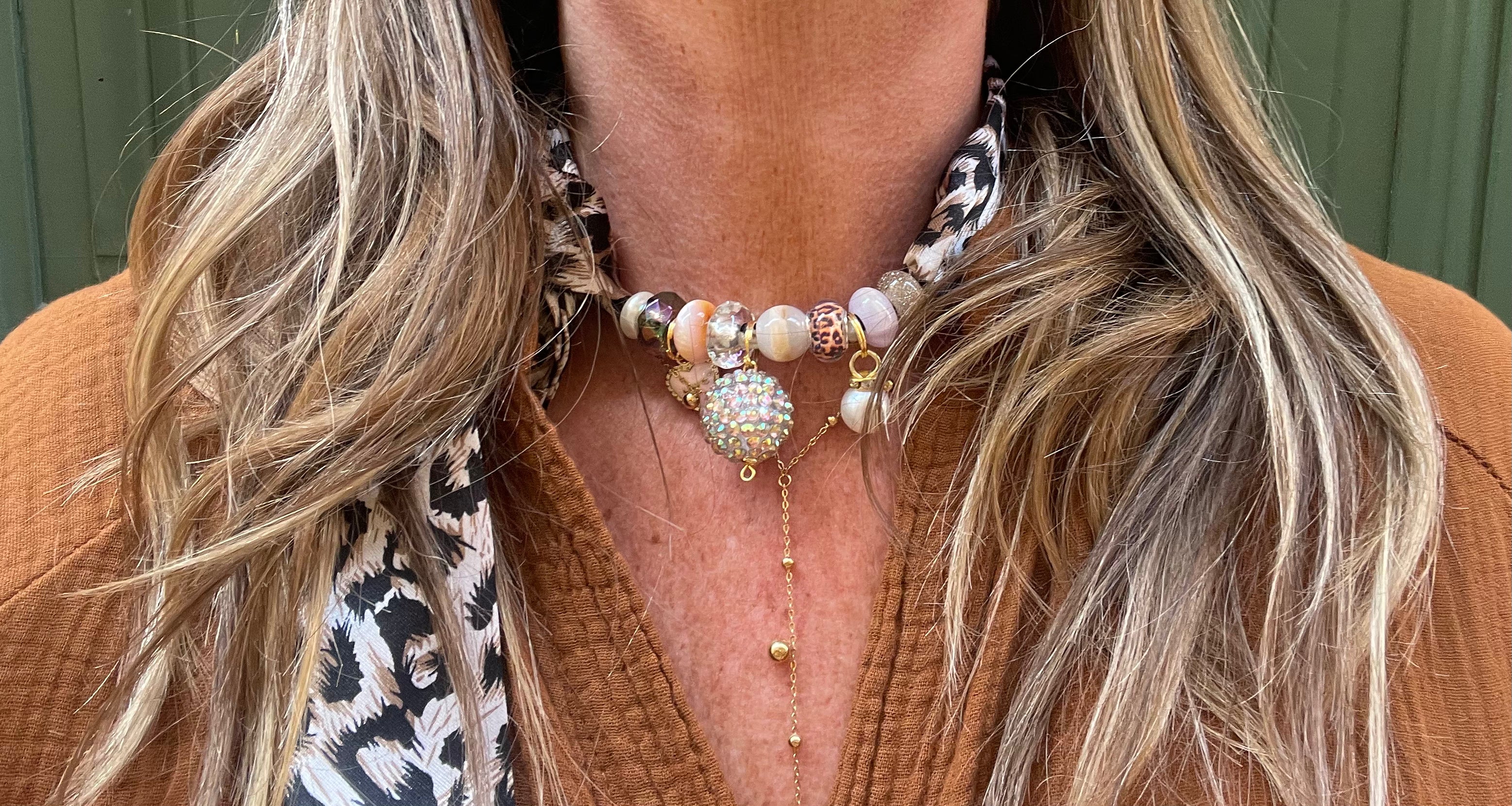 Sjaalketting - Panter glitter bol