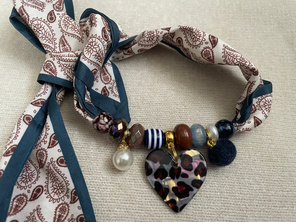 Sjaalketting® 
- Bruin blauw Paisley