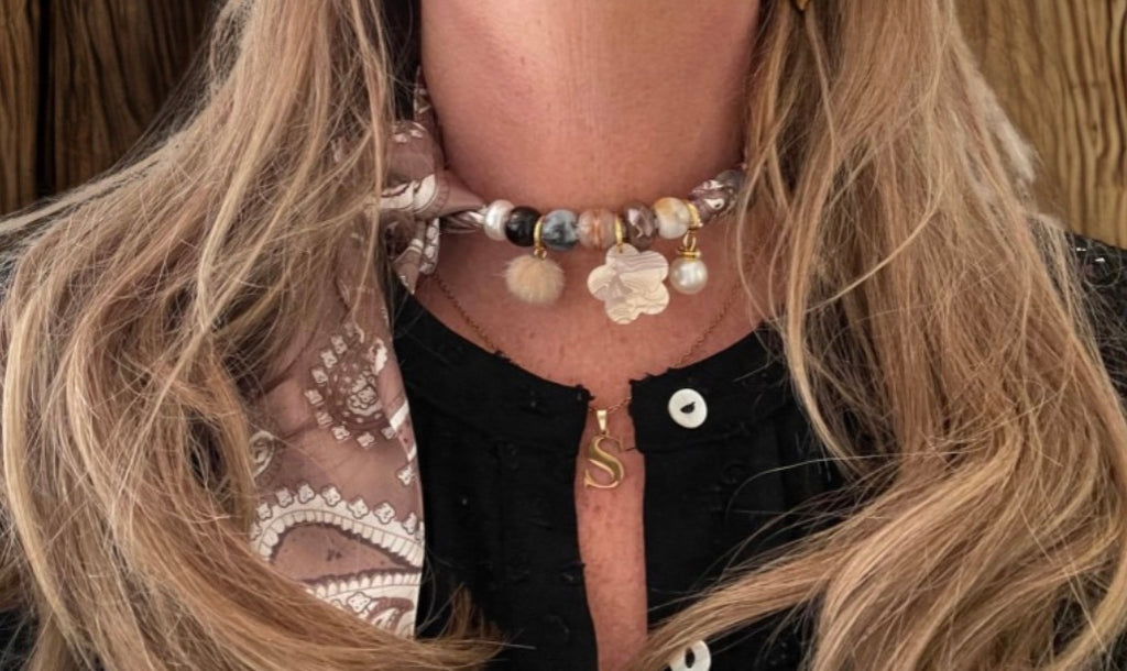 Sjaalenketting - Zijdeglans beige