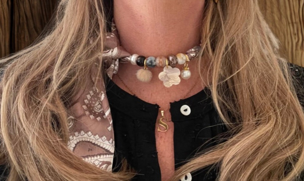 Sjaalenketting - Zijdeglans beige