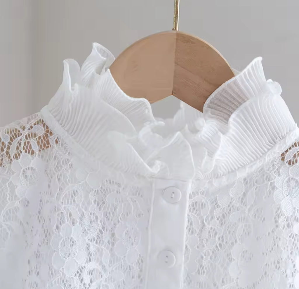 Kraagje - Opstaand boordje kant wit