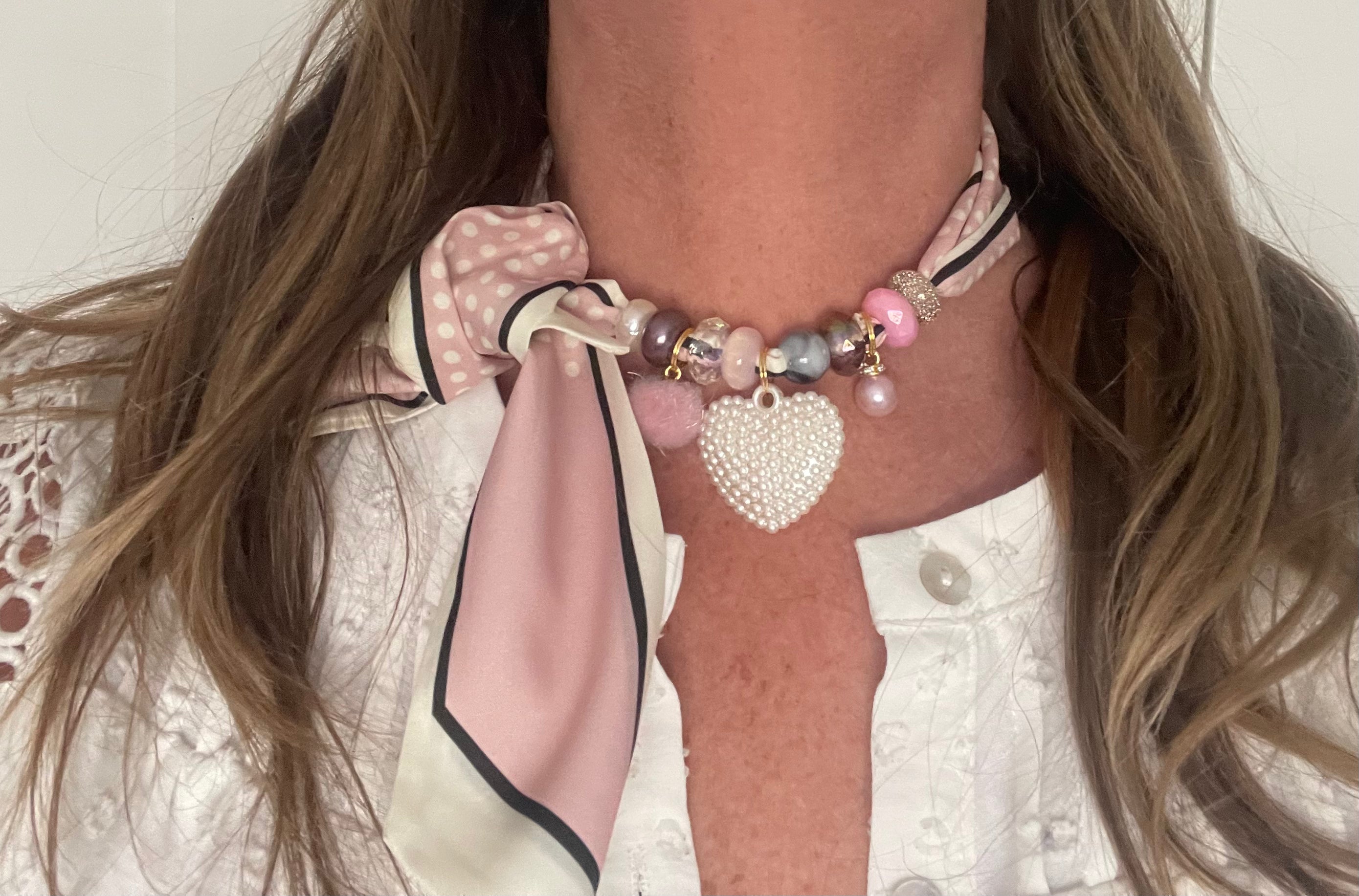 Sjaalketting- Licht Rose stip