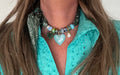 Sjaalketting - Groen aqua hart