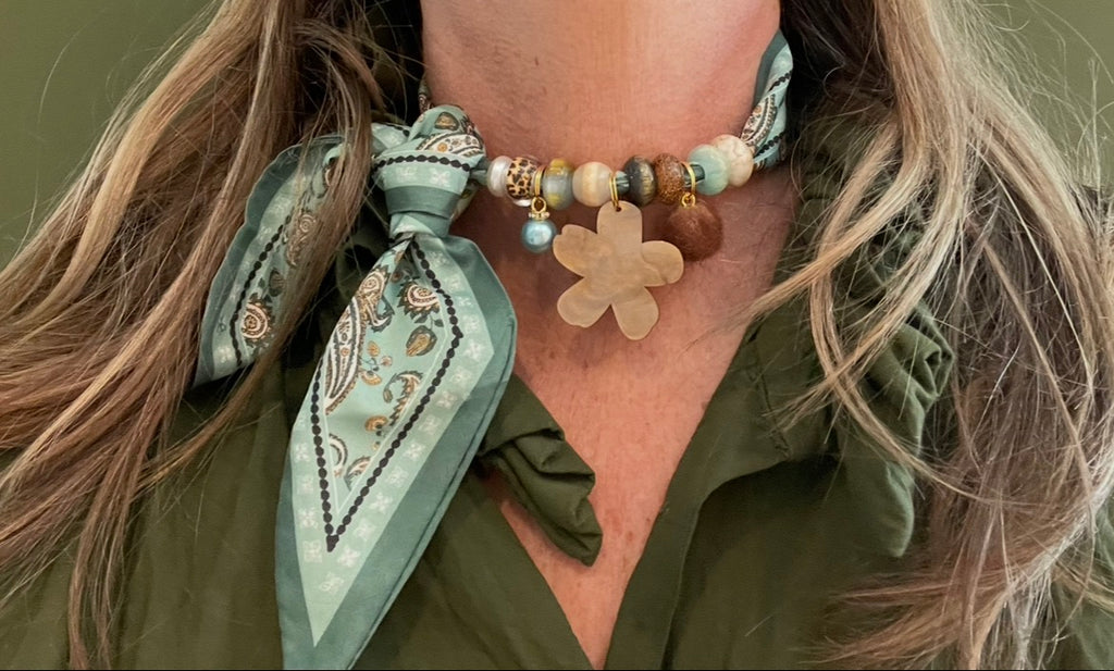 Sjaalketting- Groen bloem