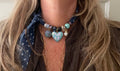 Sjaalenketting - Blauw met mint hart