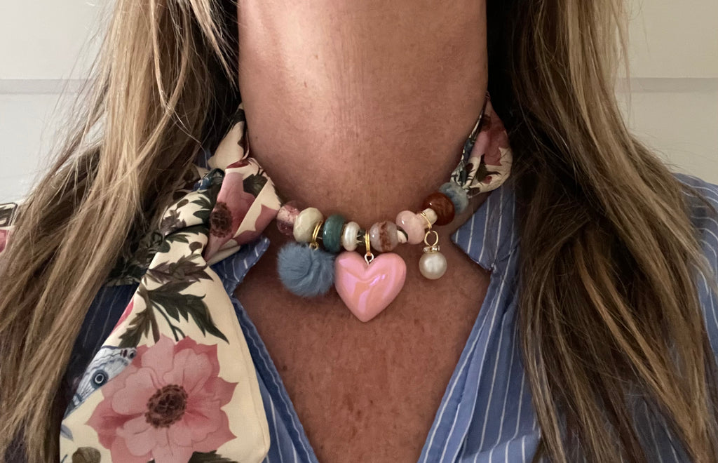 Sjaalketting - Bloem Rose hart
