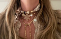 Sjaalenketting - Bruin cognac bloem