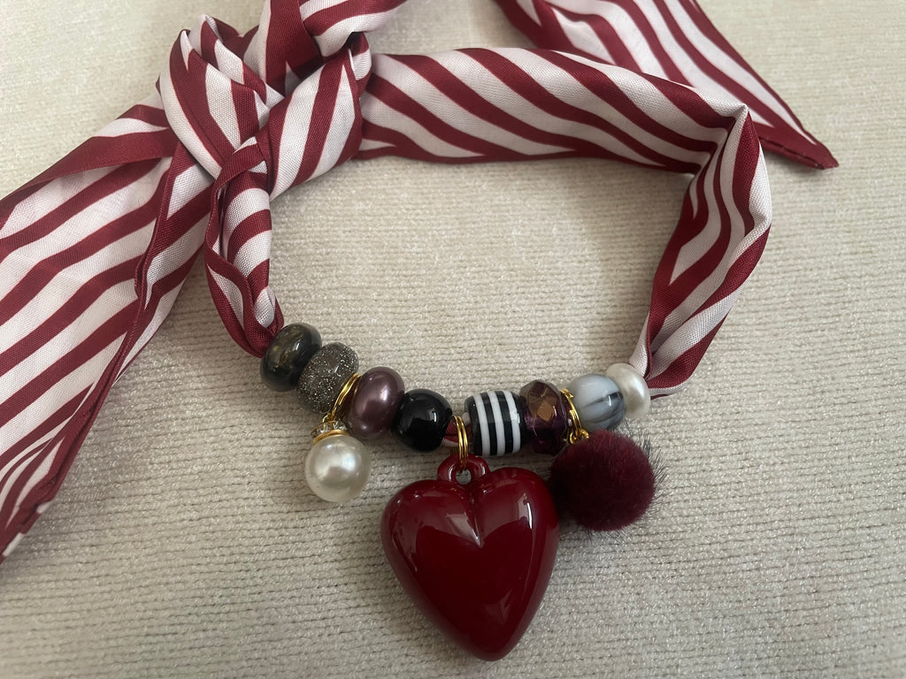 Sjaalketting® 
- Bordeau streep hart