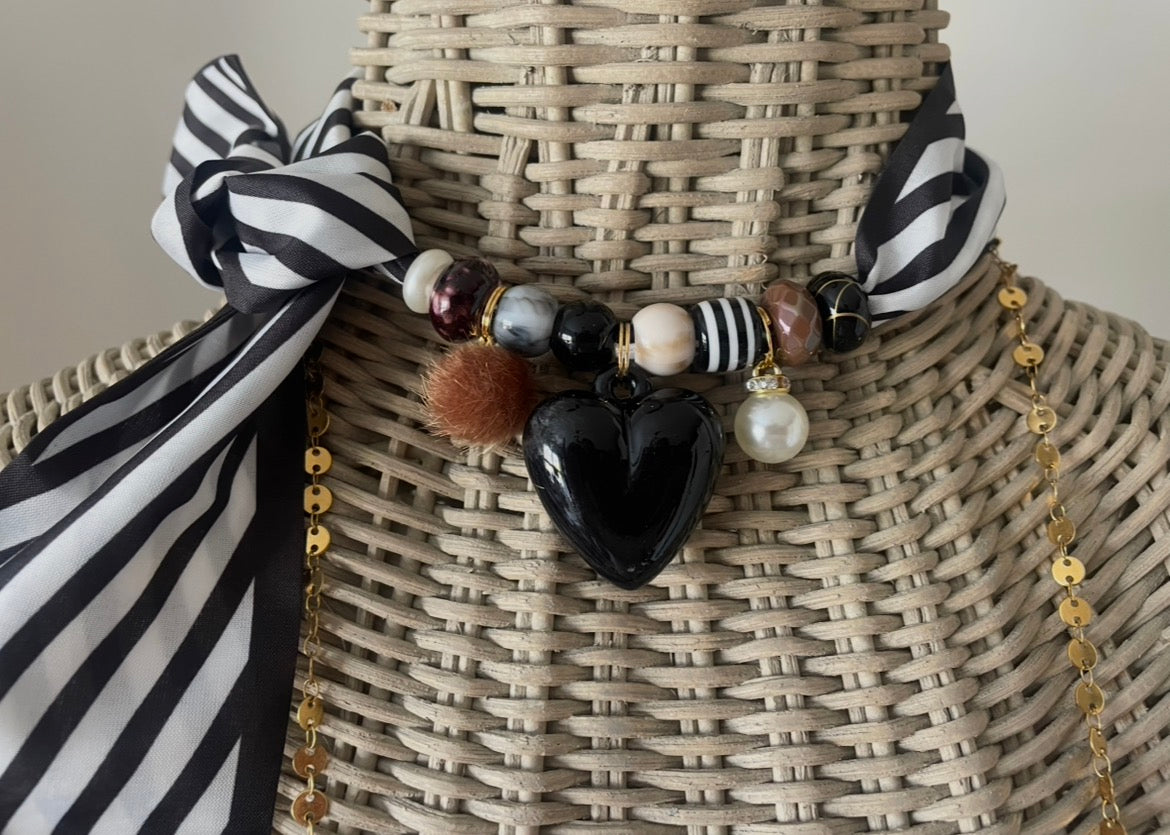 Sjaalketting- Zwart wit streep