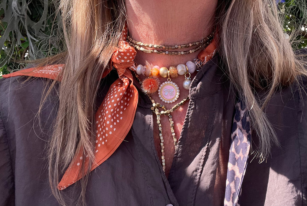 Sjaalketting-Orange pink