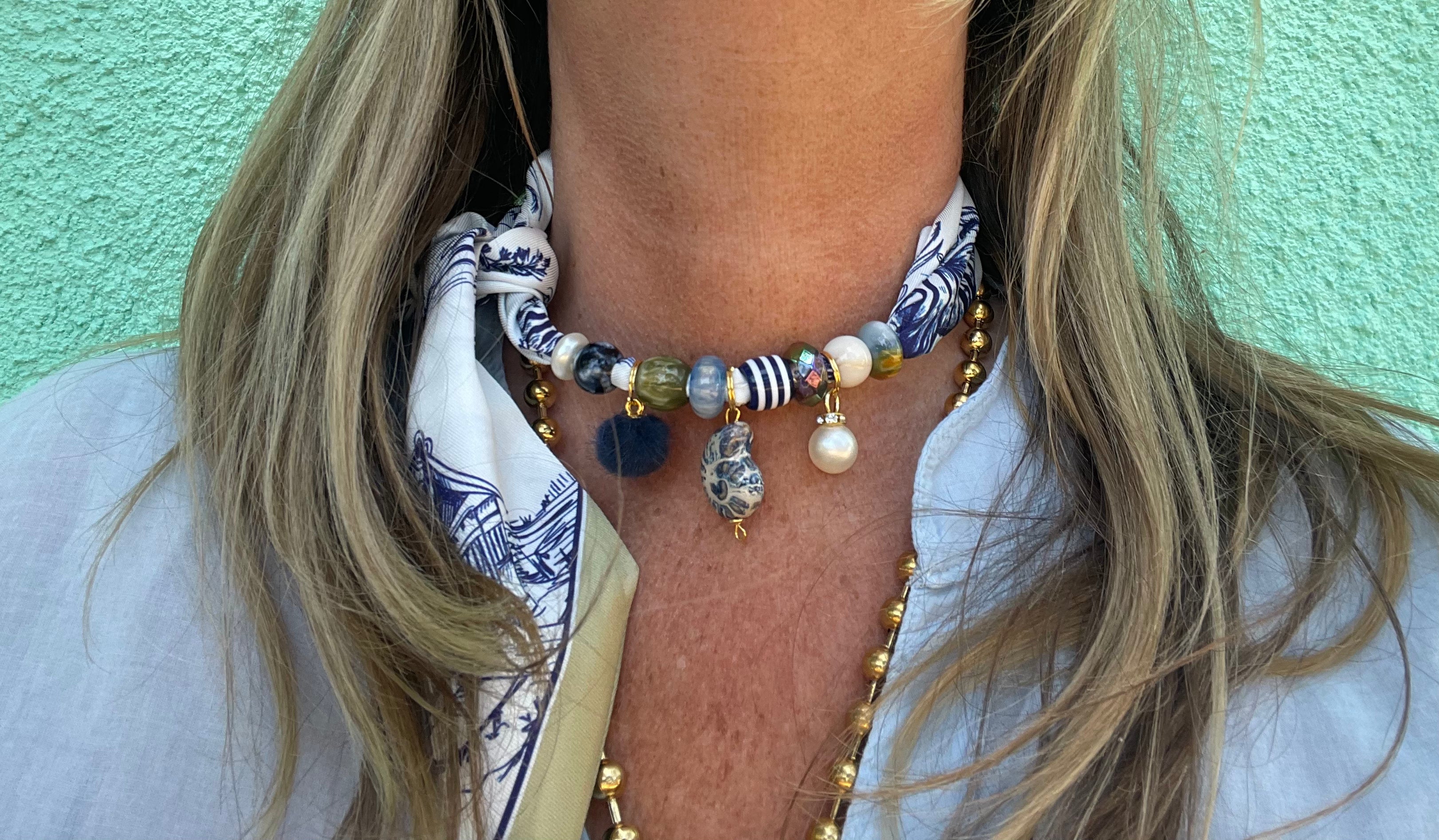 Sjaalketting - Blauw legergroen