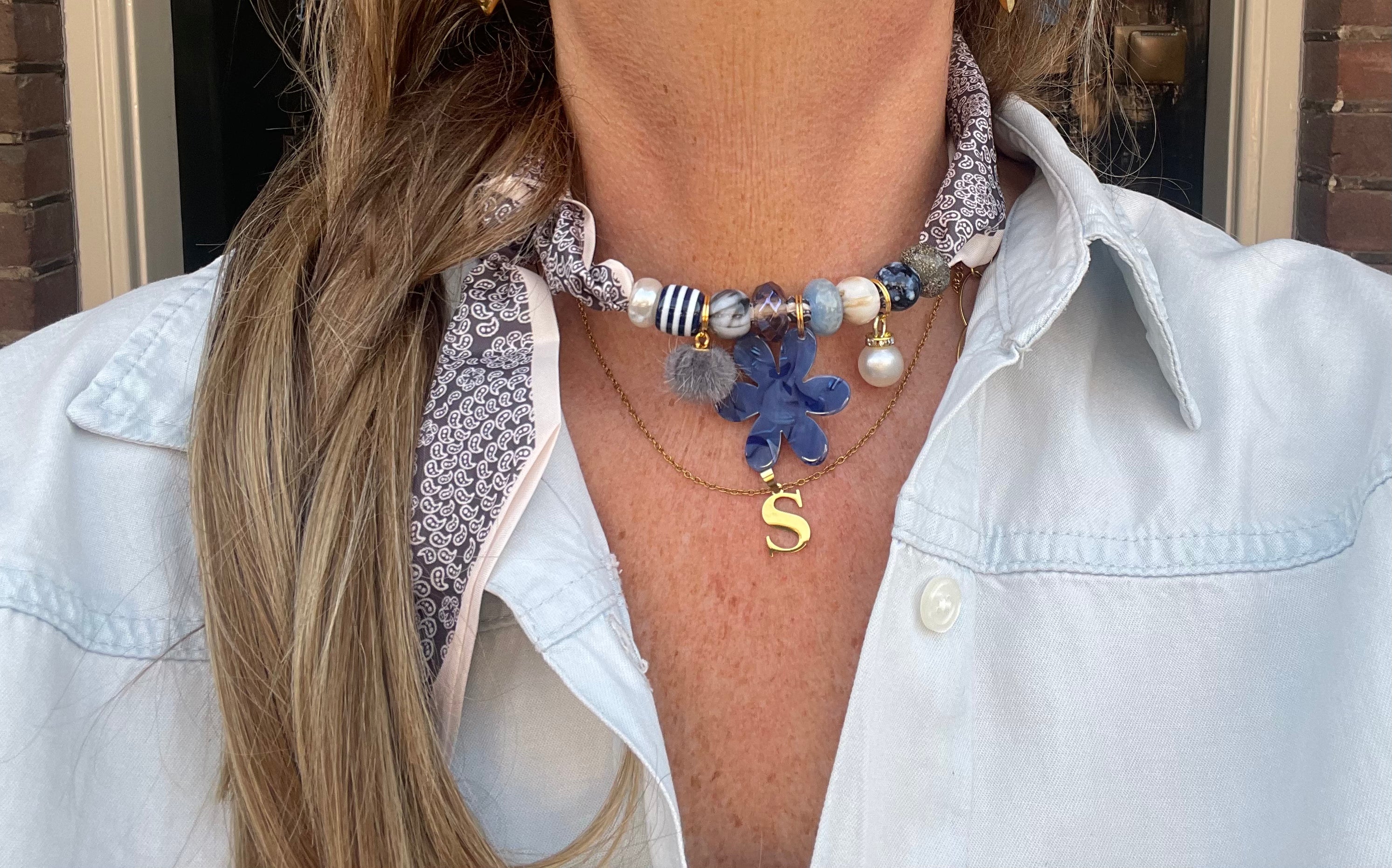 Sjaalenketting - Grijs blauw