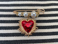 Broche - Rood hart met parel