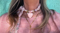 Sjaalketting - Rose nude met licht rose hart