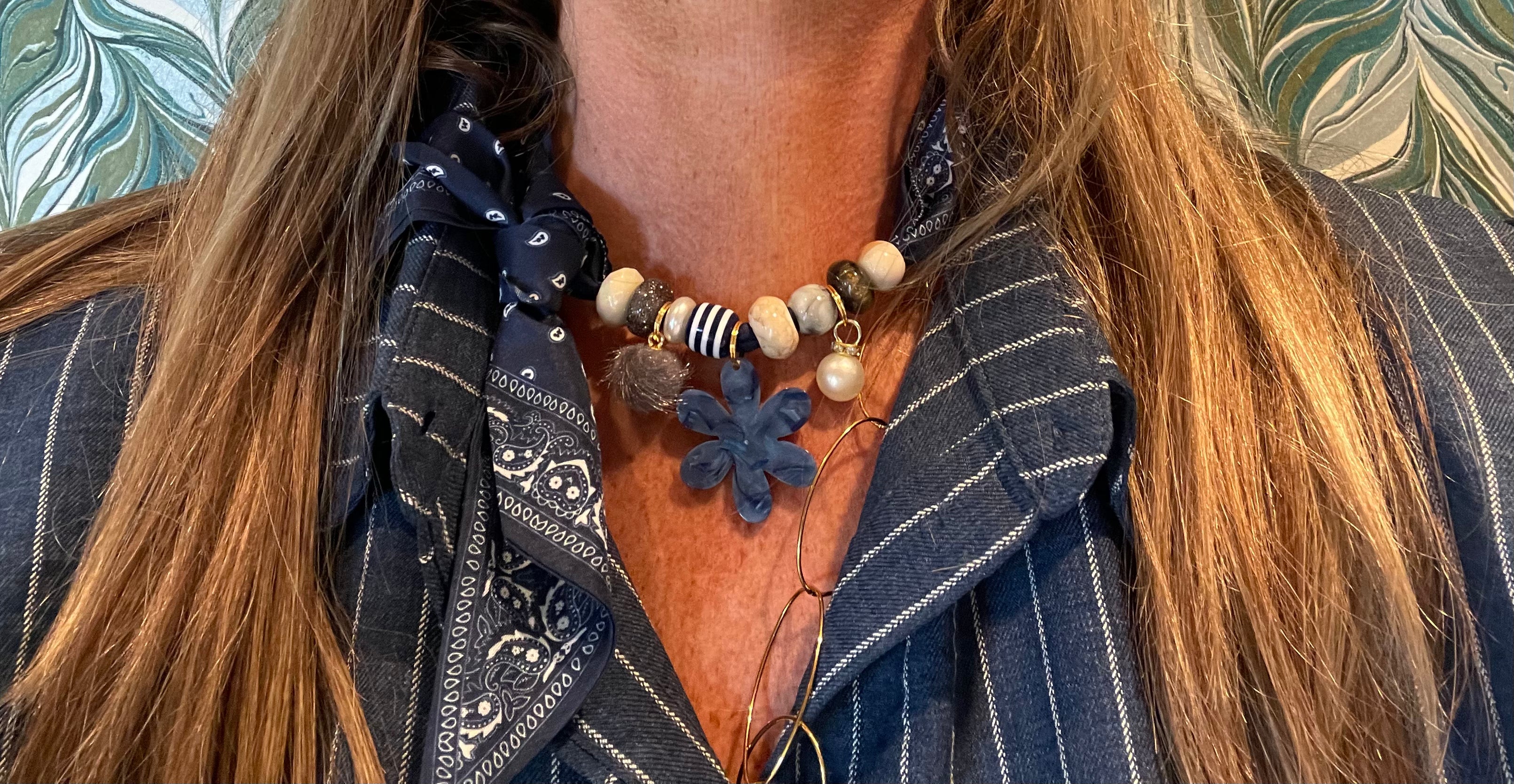 Sjaalketting® - Blauw bloem