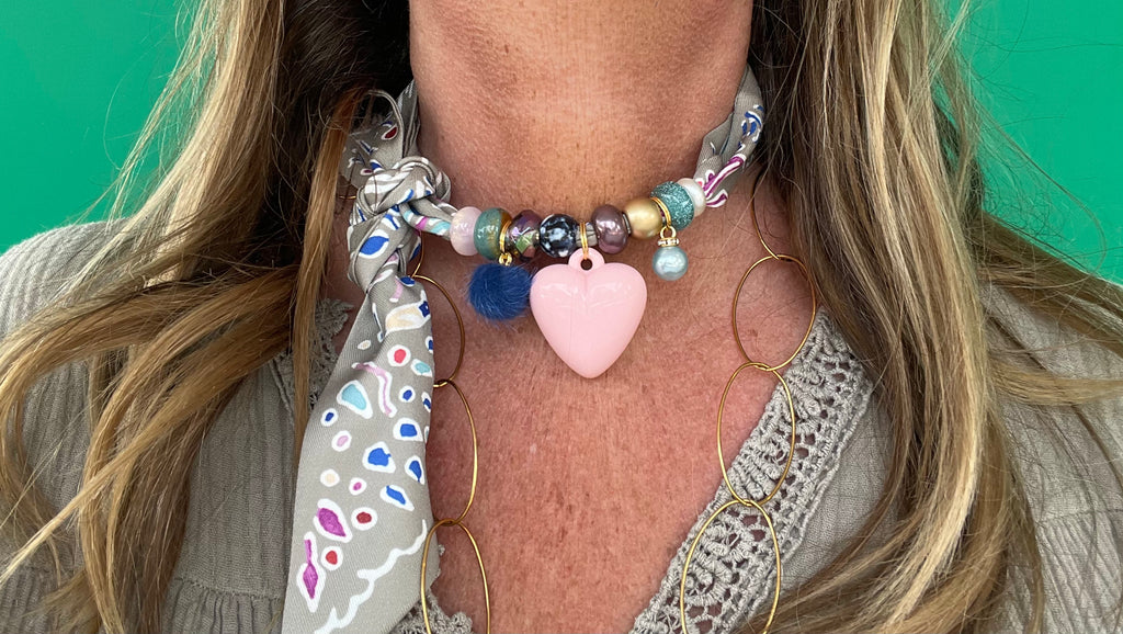 Sjaalketting - Taupe kleuren allerlei