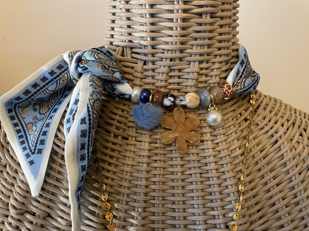 Sjaalketting-Licht blauw brons