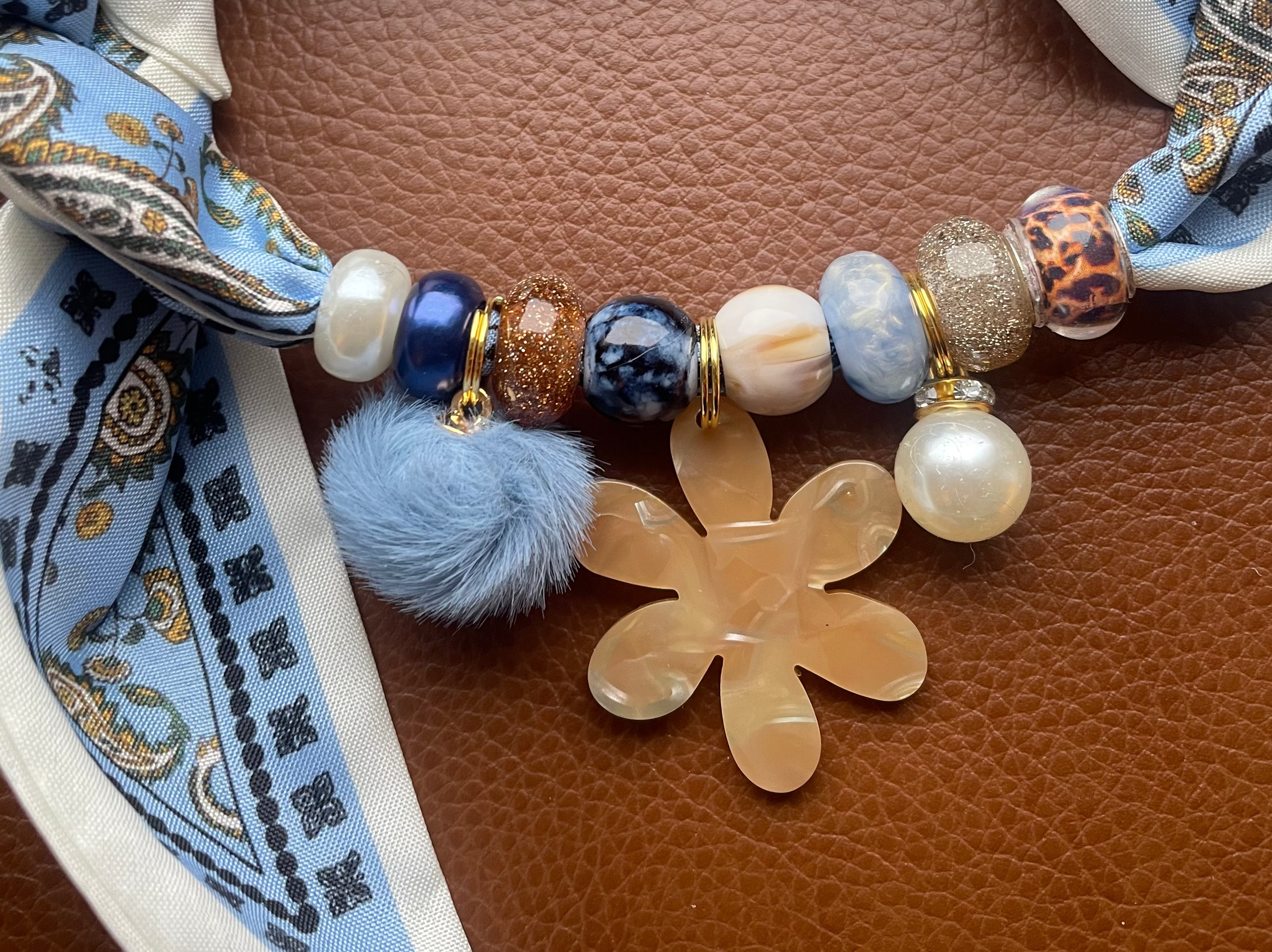 Sjaalketting-Licht blauw brons