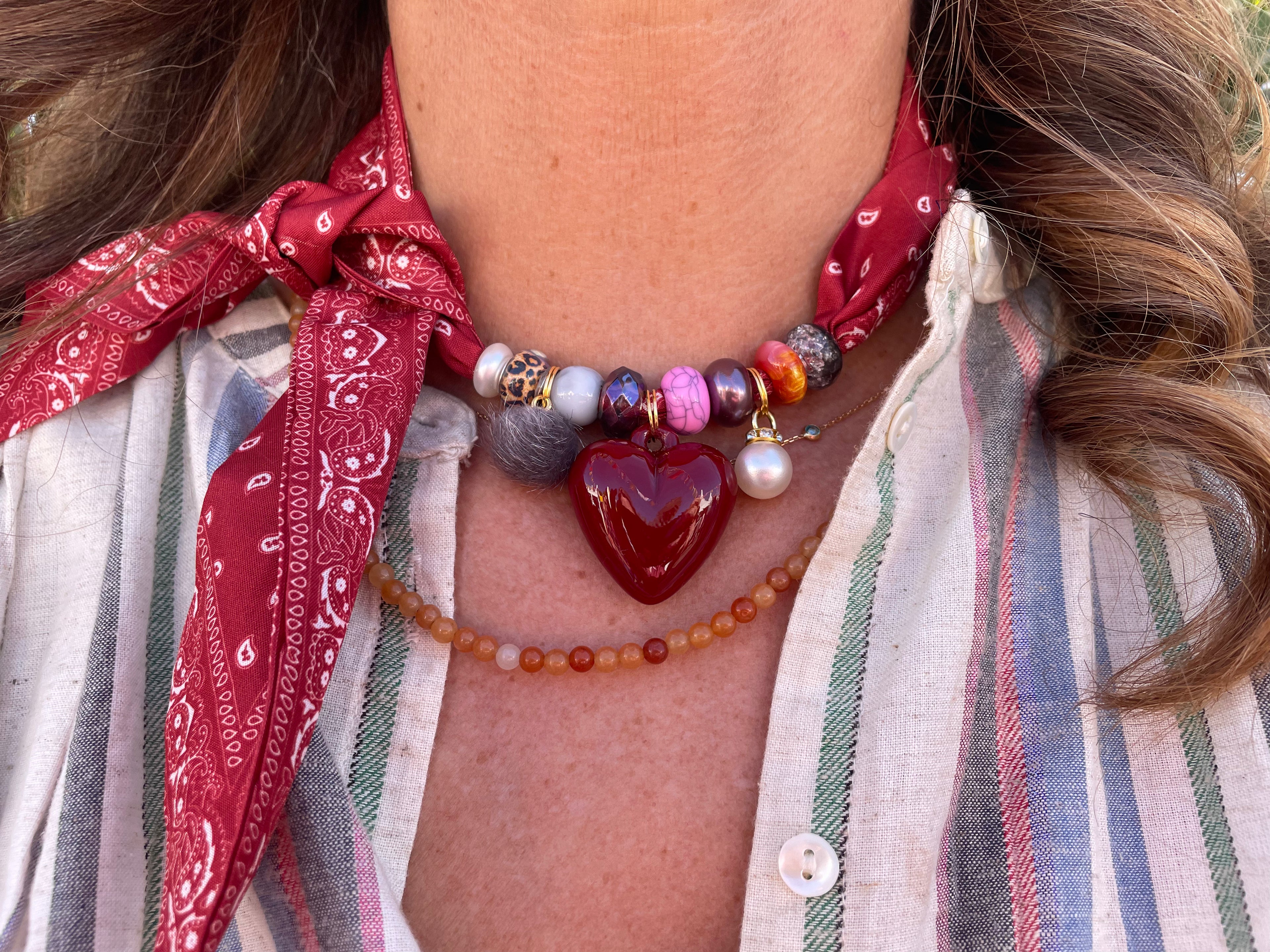 Sjaalketting-Rood met rose