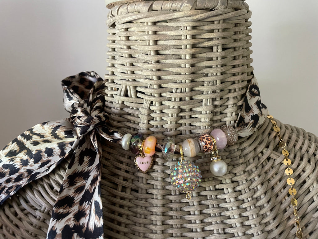 Sjaalketting - Panter glitter bol