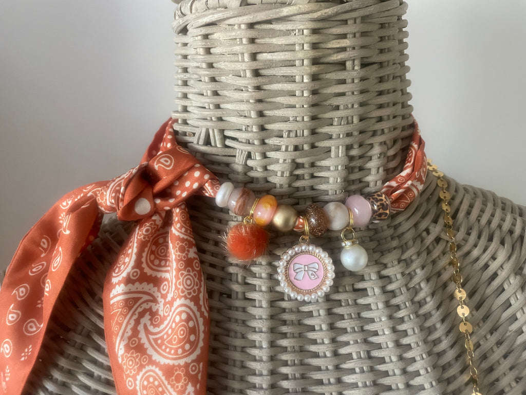 Sjaalketting-Orange pink