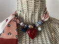 Sjaalketting - Zalm bordeaux hart
