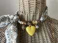 Sjaalketting - Beige geel hart