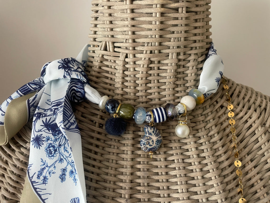 Sjaalketting - Blauw legergroen