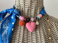 Sjaalketting - Aqua blauw Rose hart