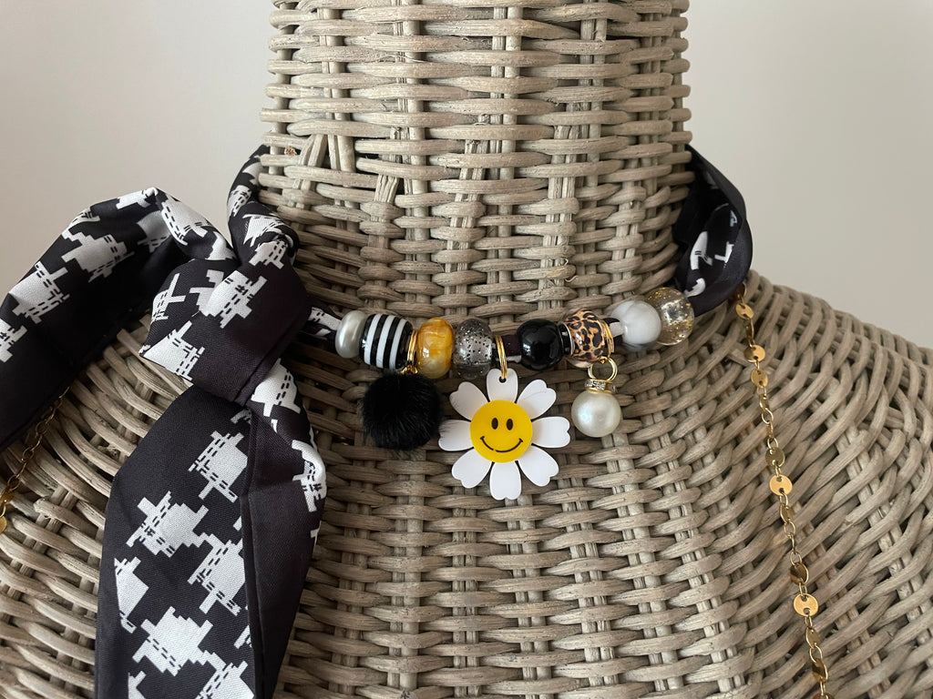 Sjaalketting - Zwart wit zonnetje