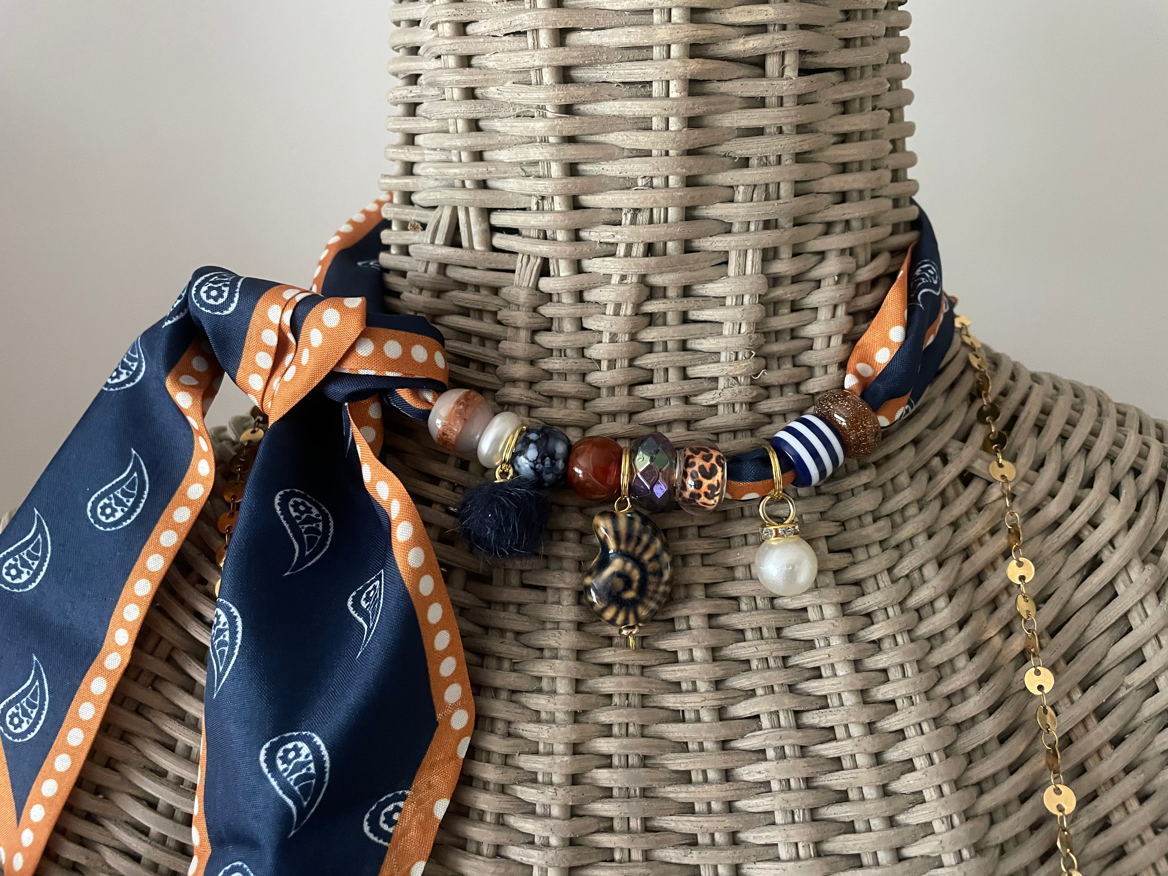 Sjaalketting - Donker blauw cognac