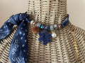 Sjaalketting - Blauw bruin bloem