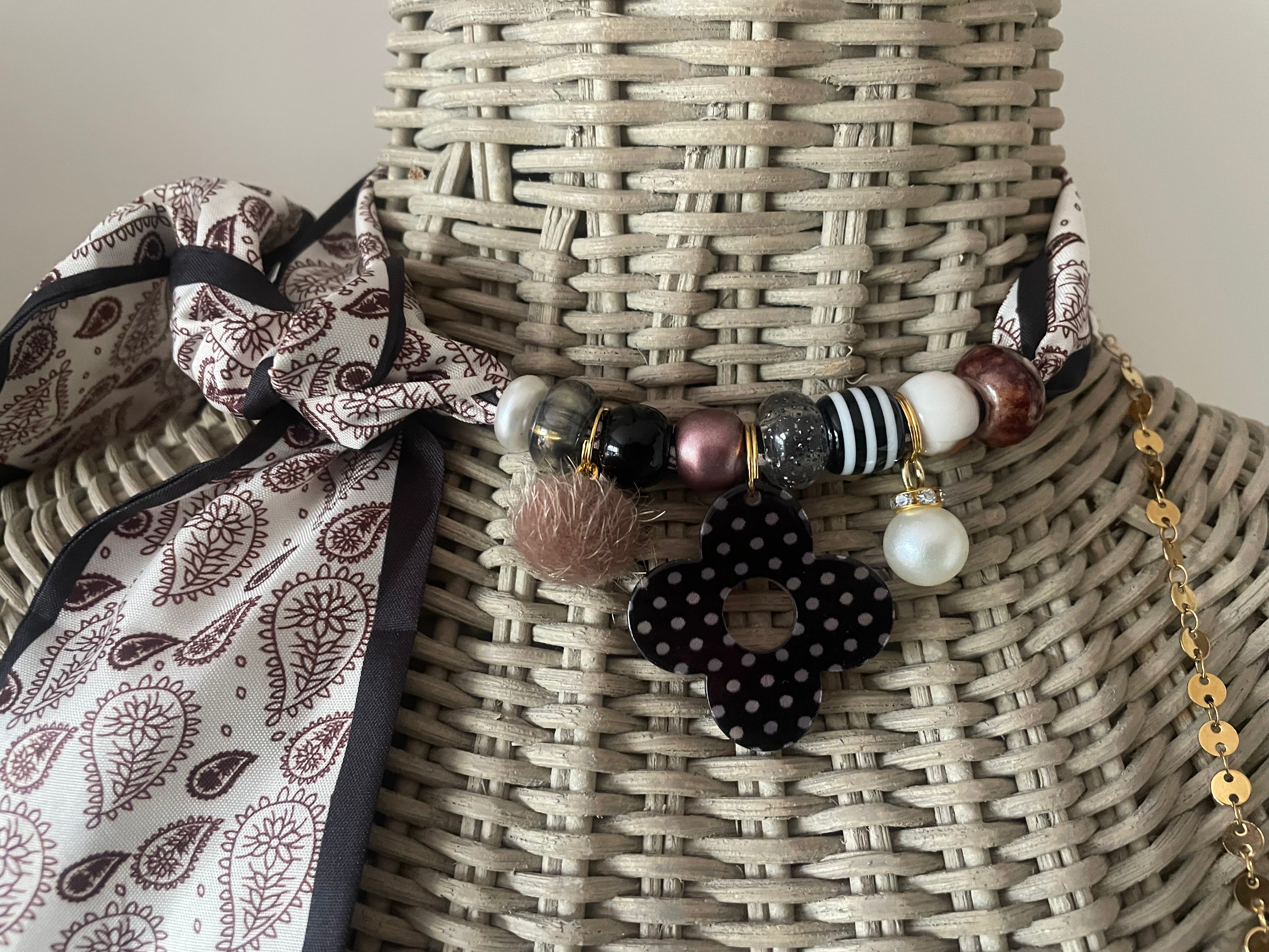 Sjaalketting - Bruin paisley zwart