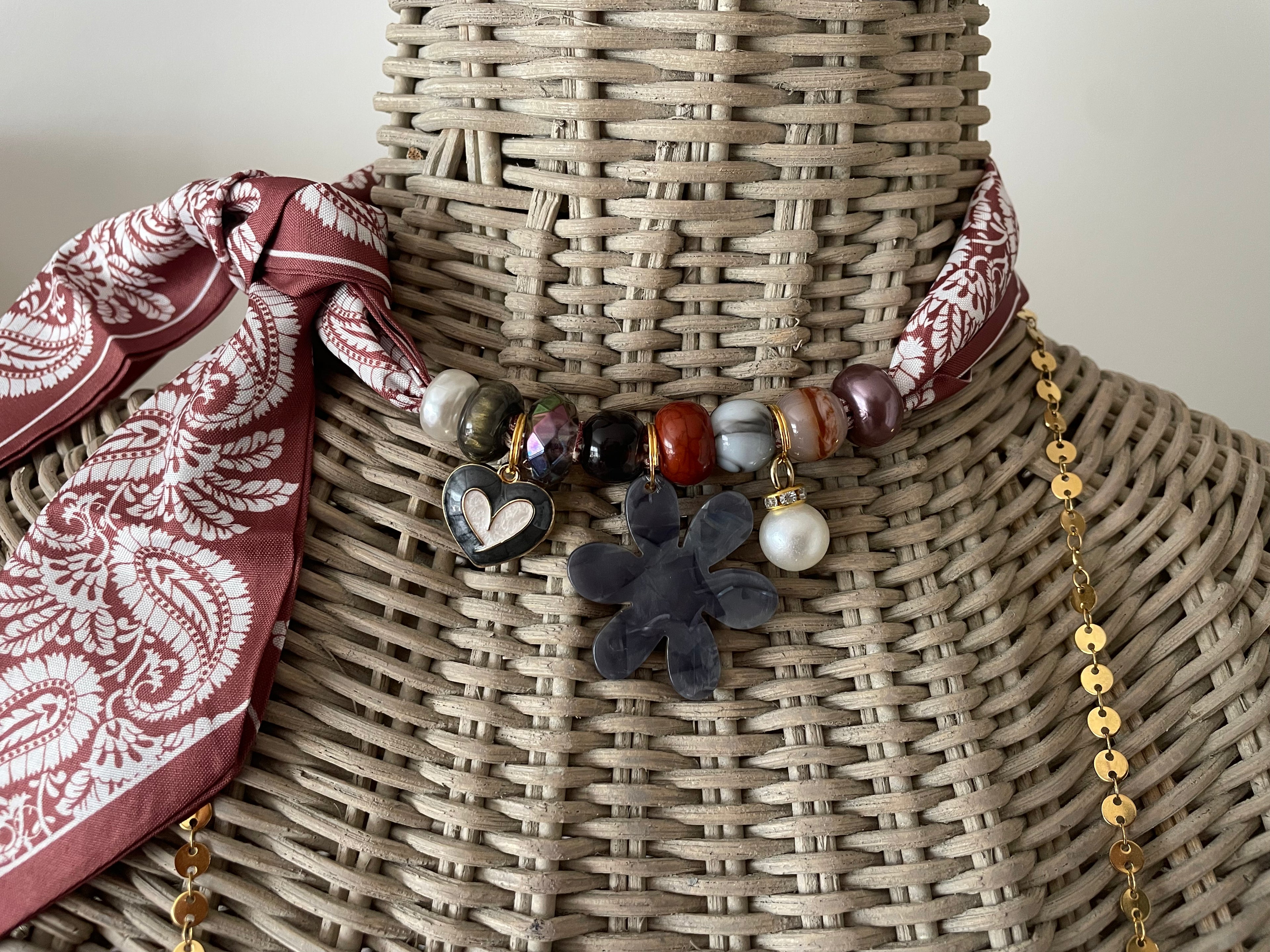 Sjaalenketting - Roodbruin steenkleur
