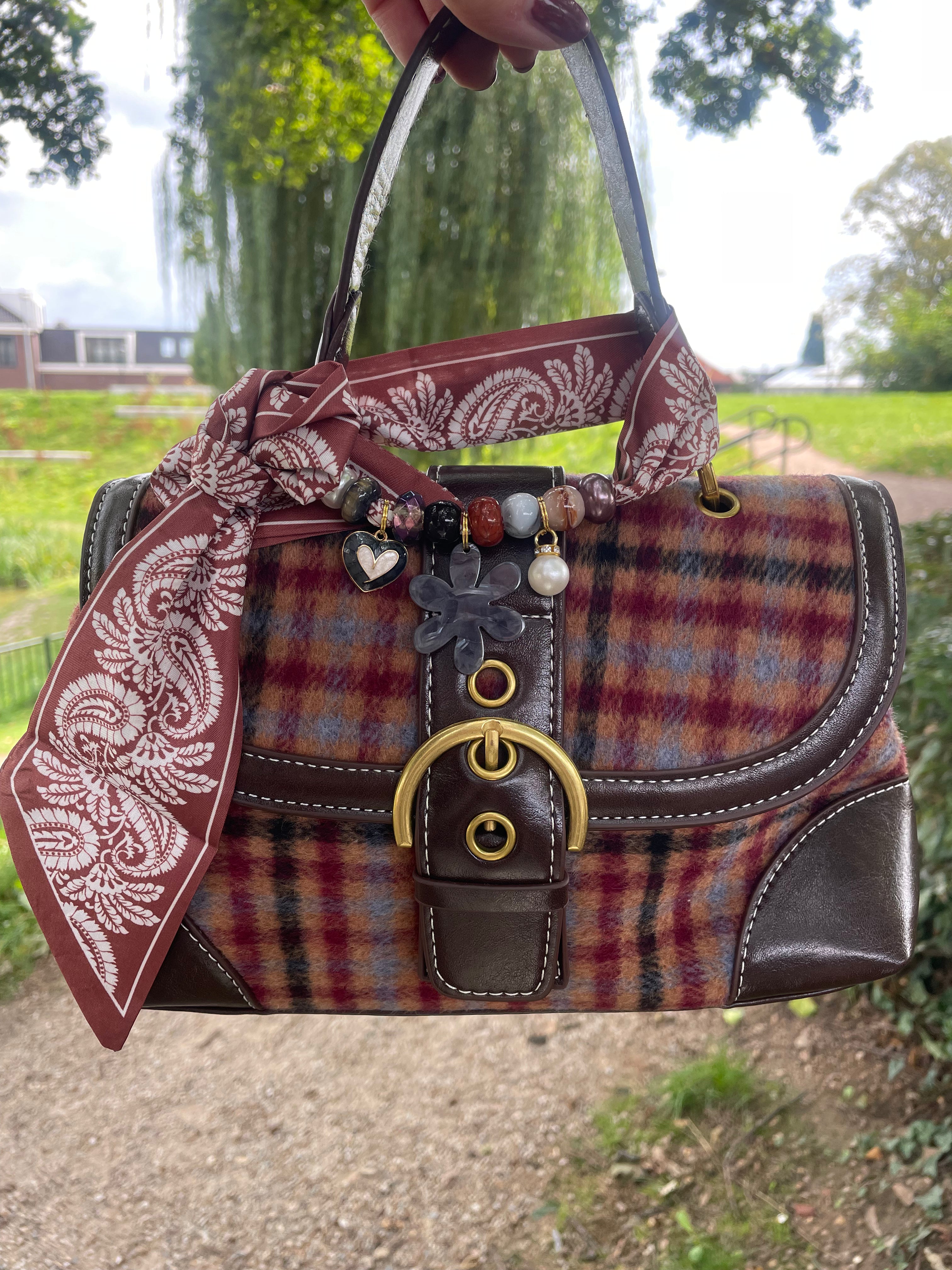 Tas - Bordeau rode ruit