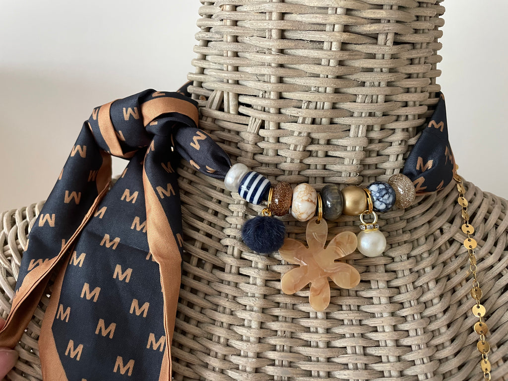 Sjaalketting - Blauw cognac M