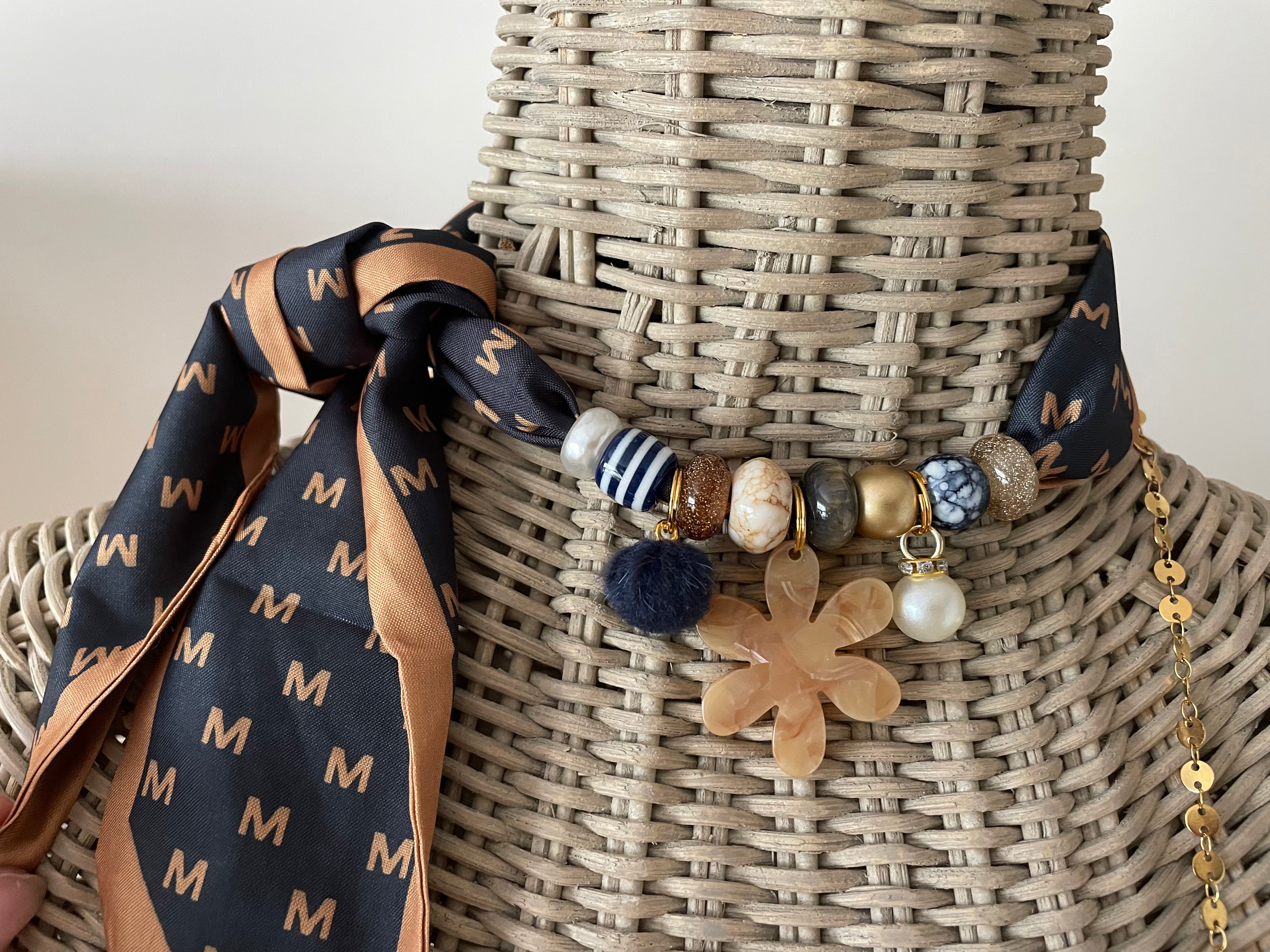 Sjaalketting - Blauw cognac M