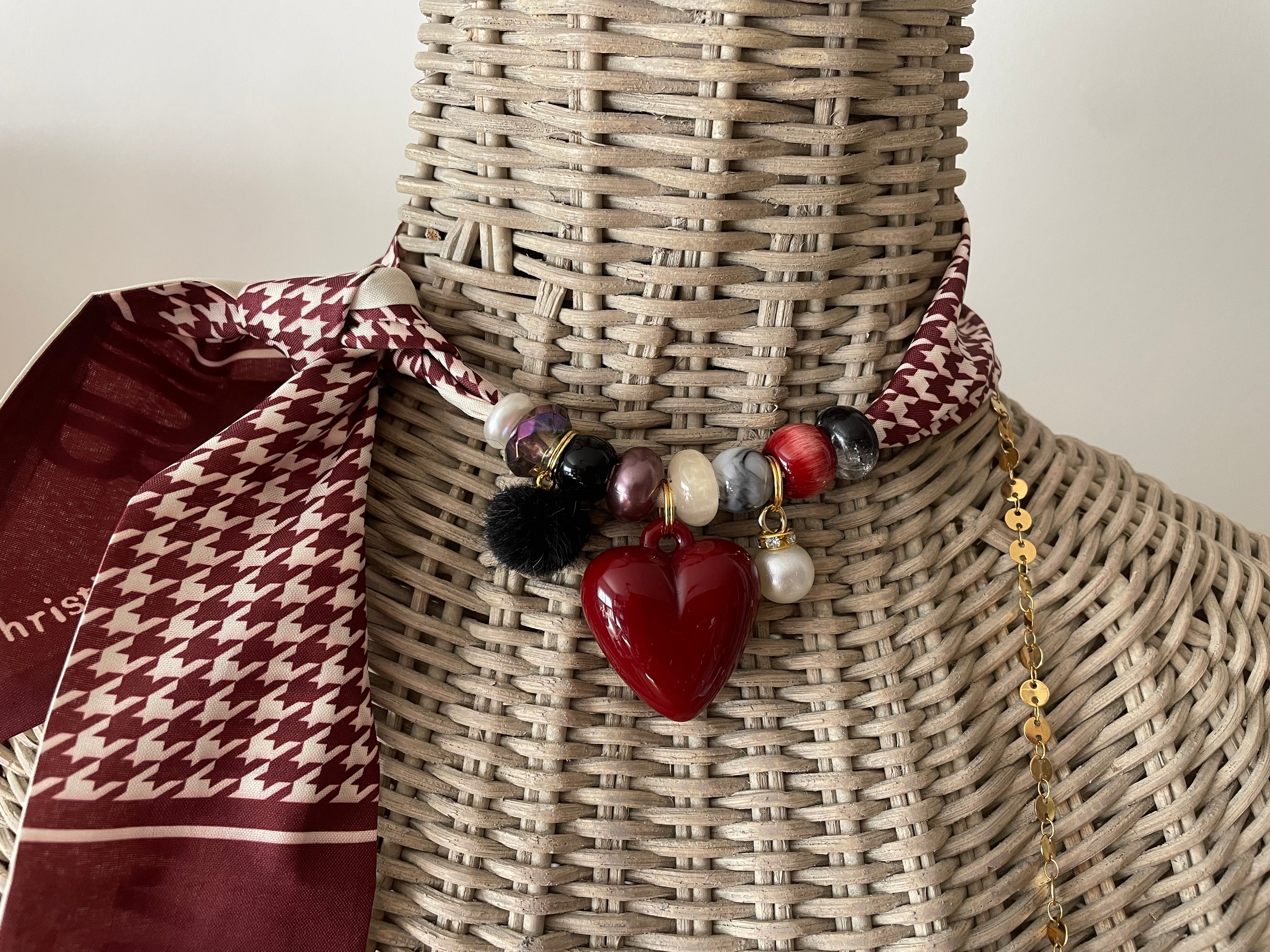 Sjaalenketting - Bordeaux ruit